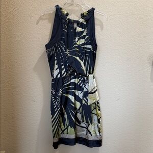 Tahari Navy and Green Sleeveless Dress 4 worn once